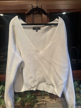 Lulu's Ivory V-Neck Lightweight Knit Sweater